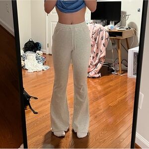 white flared sweatpants